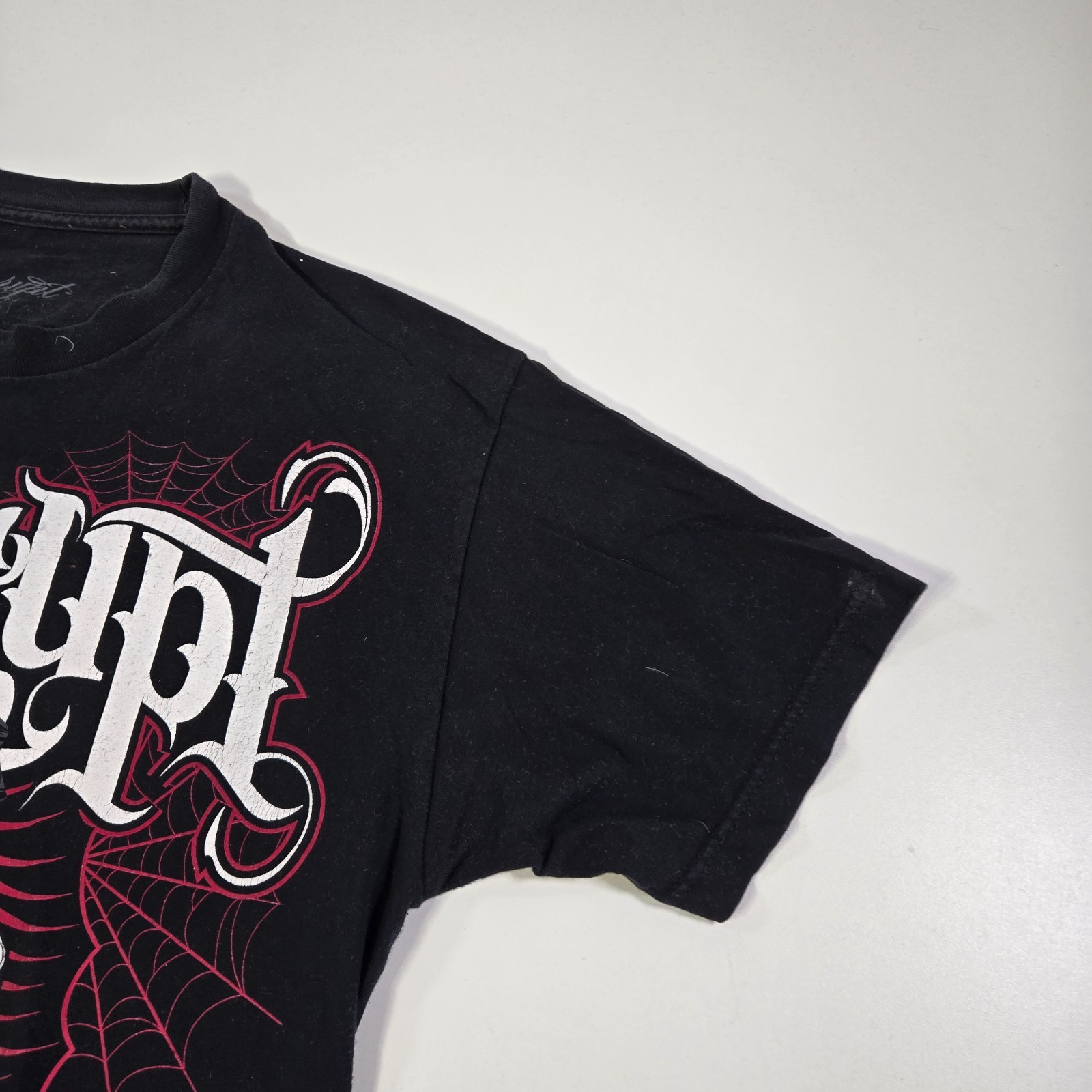 Corrupt Shirt Mens Large Black Y2K Grunge Skeleton Hand Grenade Spider Web