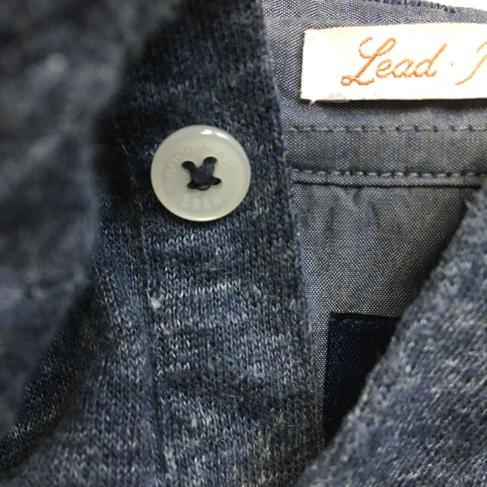 GOOD MAN Brand Heather Dark Blue 100% Linen Short Sleeve Shirt Men’s sz XL/Large