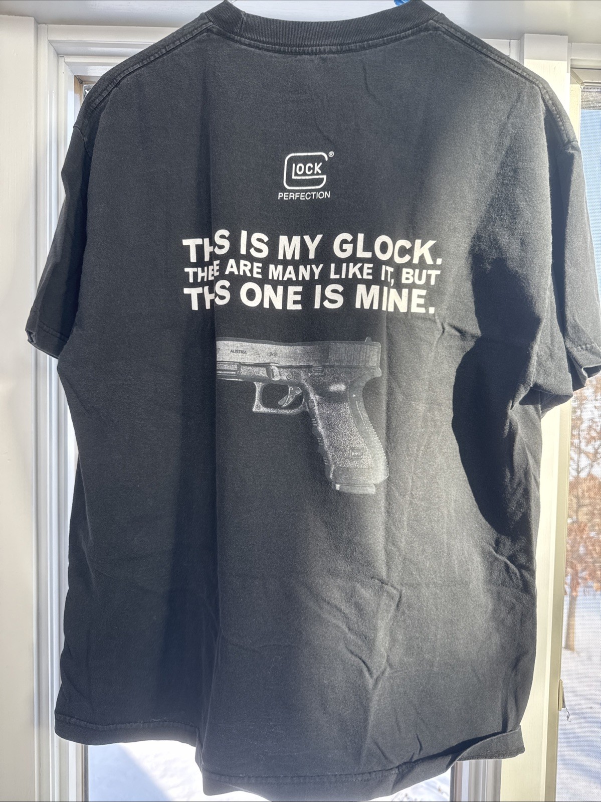 Vtg Double Sided Gun Glock Perfection Lee Ermey Gunny Approved XL
