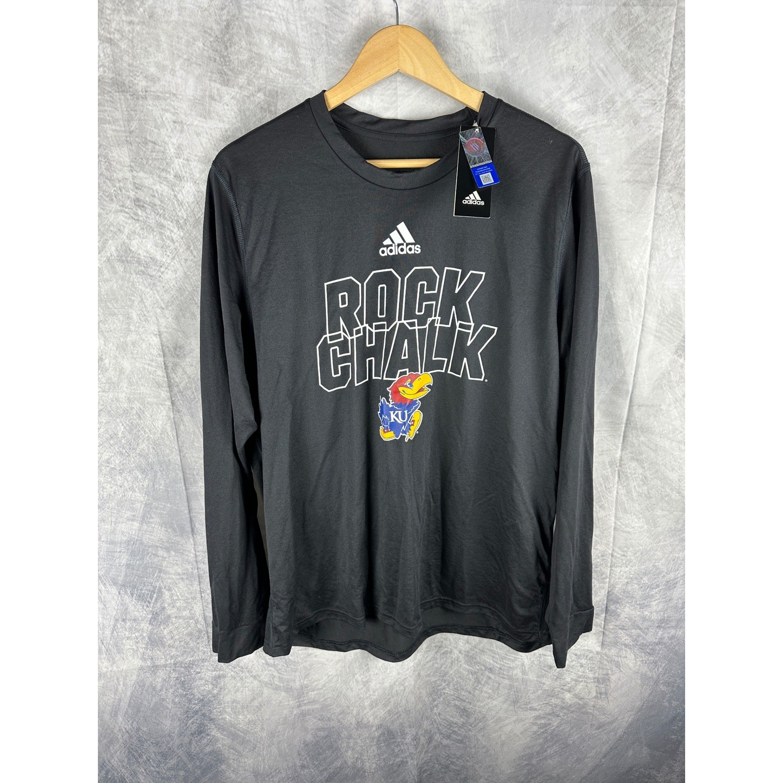 Adidas Kansas Jayhawks Rock Chalk Long Sleeve Creator Shirt Black XL GE7692 NEW