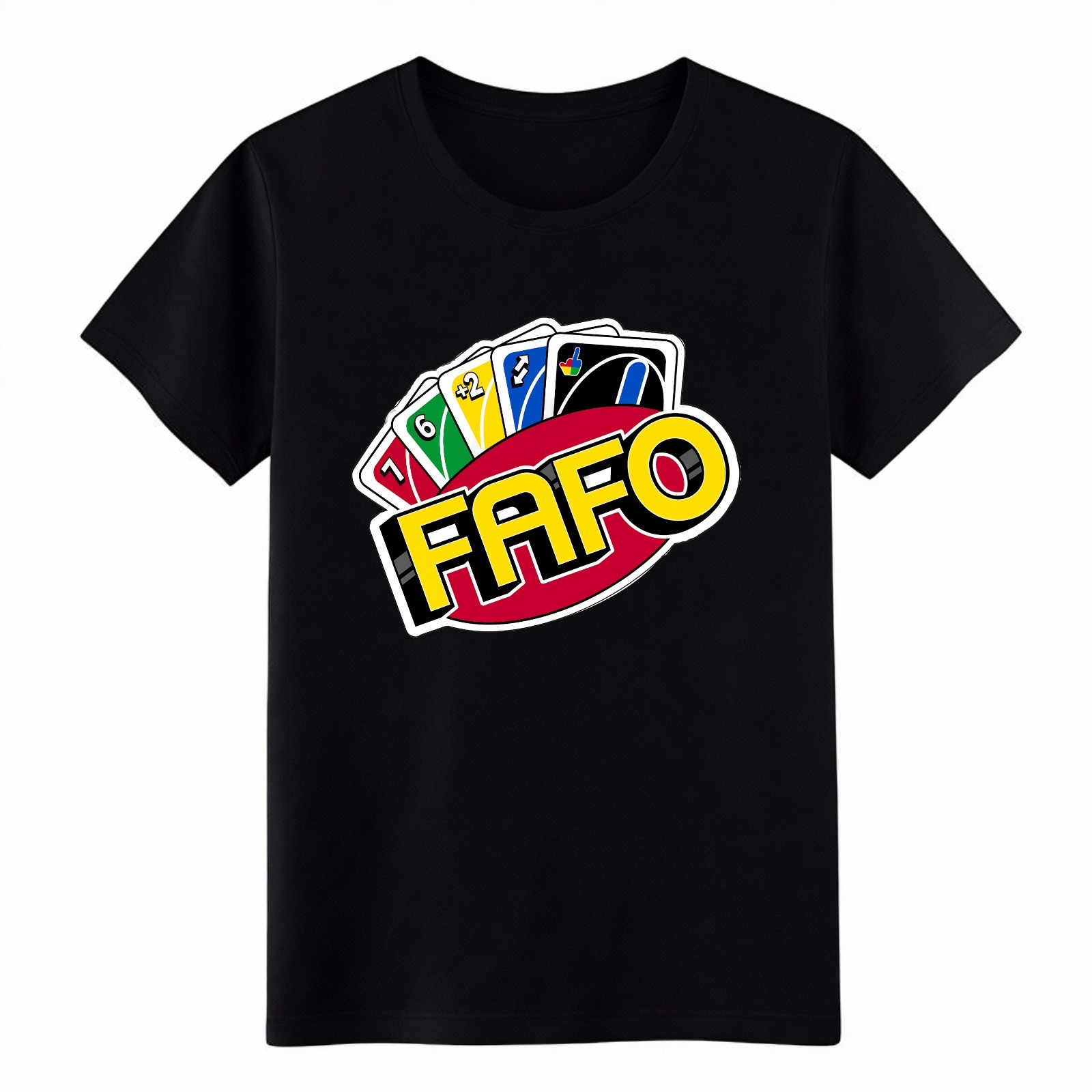 Unisex Retro FAFO Uno Classic Card Game Graphic Casual Shirt Streetwear Meme Tee