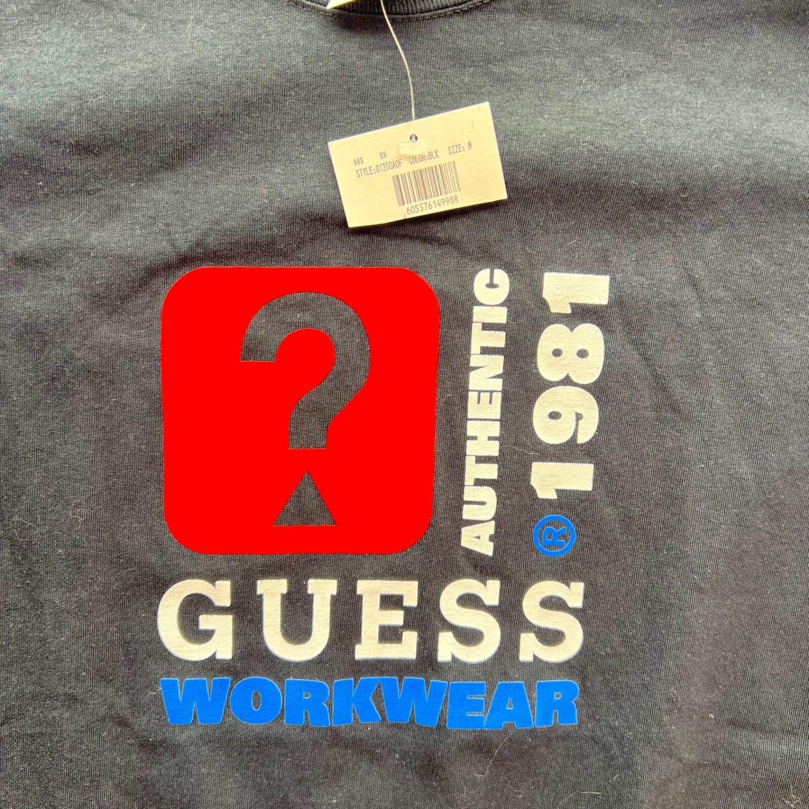 Guess Men’s Black Logo Classic T-Shirt Size MEDIUM Made in USA