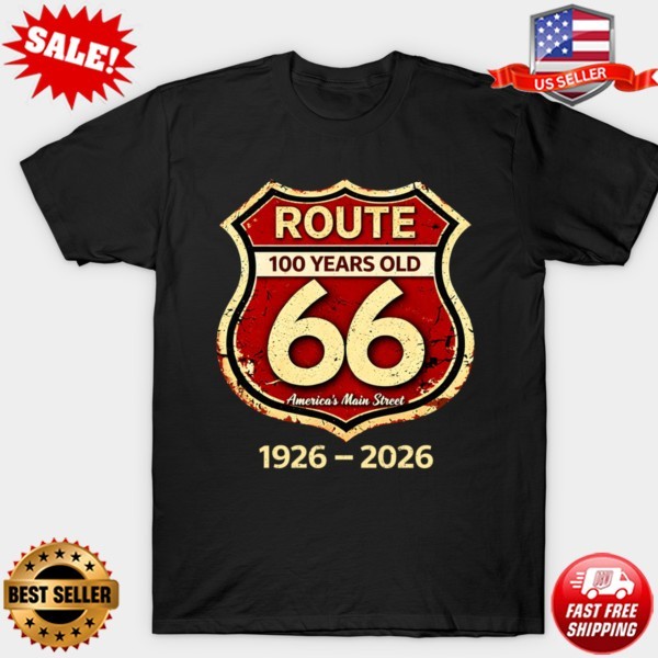 Route 66 100 Years Old 1926–2026 Vintage Highway Shield America T-Shirt S-5XL