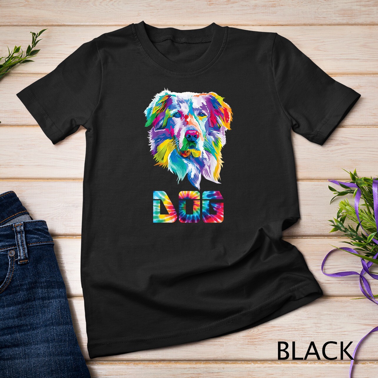 Colorful Tie Dye Golden retriever Cute Geometric Dog pop art Unisex T-shirt
