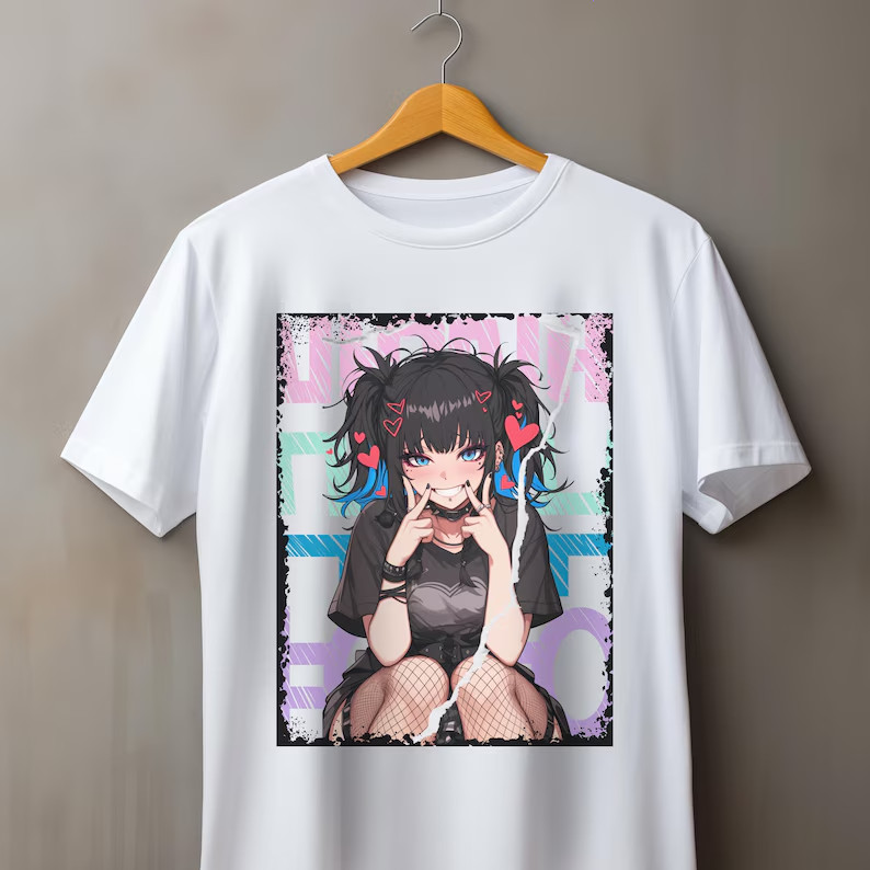 Cute Pastel Goth Anime Girl T-Shirt | Japanese Streetwear