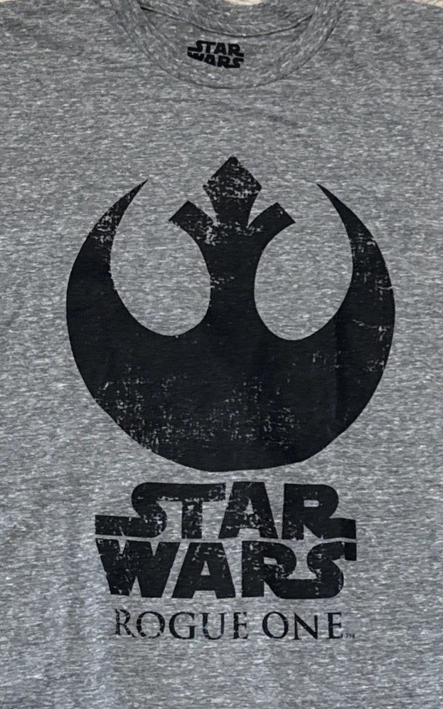 2017 Star Wars Rouge One Distressed Logo Style Tee Licensed T-Shirt Size Medium