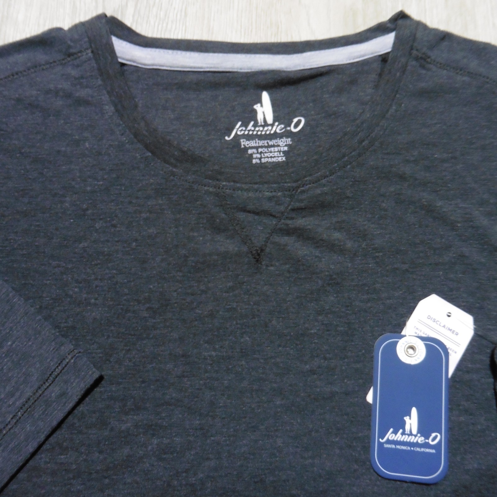 JOHNNIE-O Mens M MEDIUM COURSE T SHIRT PERFORMANCE SHORT SLEEVE HEATHER BLACK