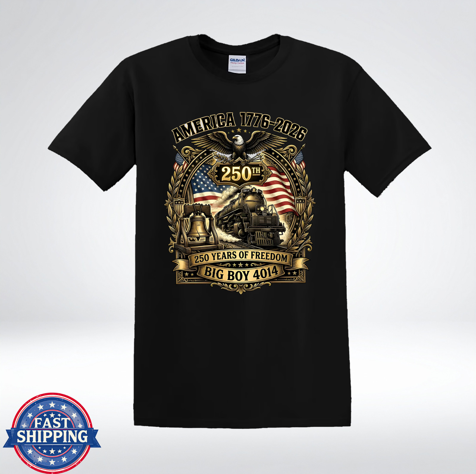 Patriotic Big Boy 4014 Steam Train Graphic T-Shirt