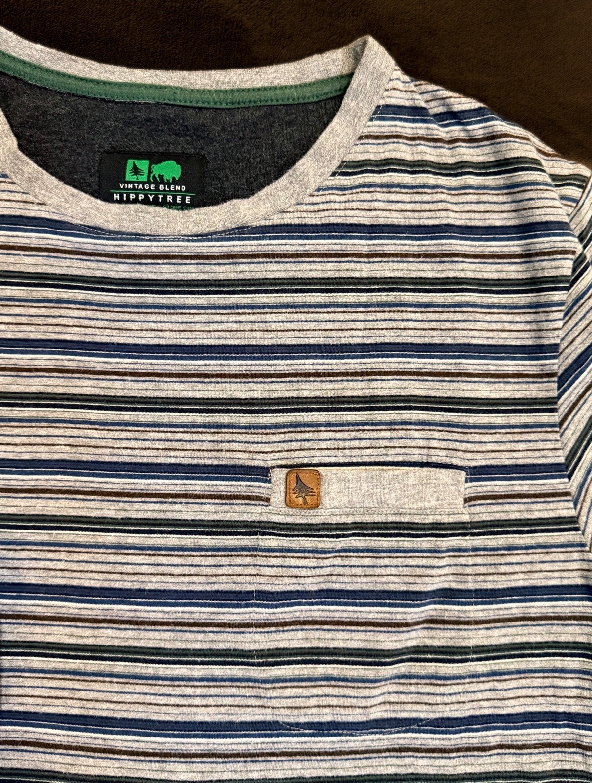 Hippytree Short Sleeve Shirt Reno Heather Grey Striped Men’s Medium