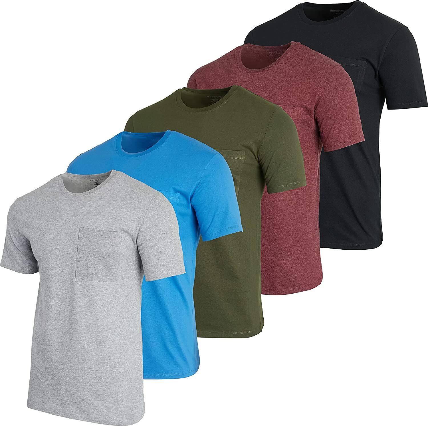 Men’s Cotton Crew Neck Pocket T-Shirts (5-Pack)