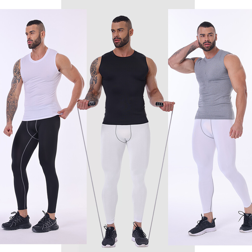 Mens Slimming Activewear Compression Vest T-Shirt QUICK DRY Tank Tops 2 Pack Top
