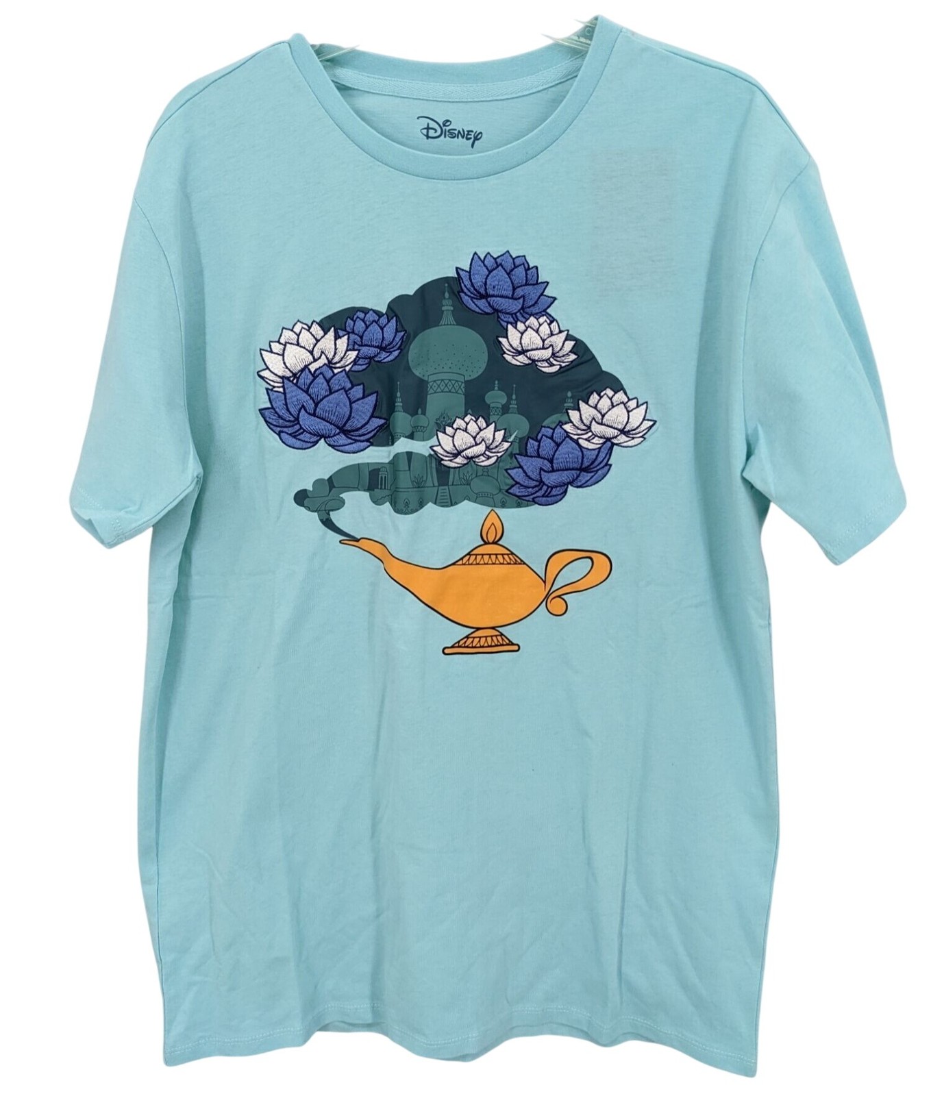Disney Aladdin T Shirt Adult Size L Lotus Lamp Organic Cotton Graphic Whimsical