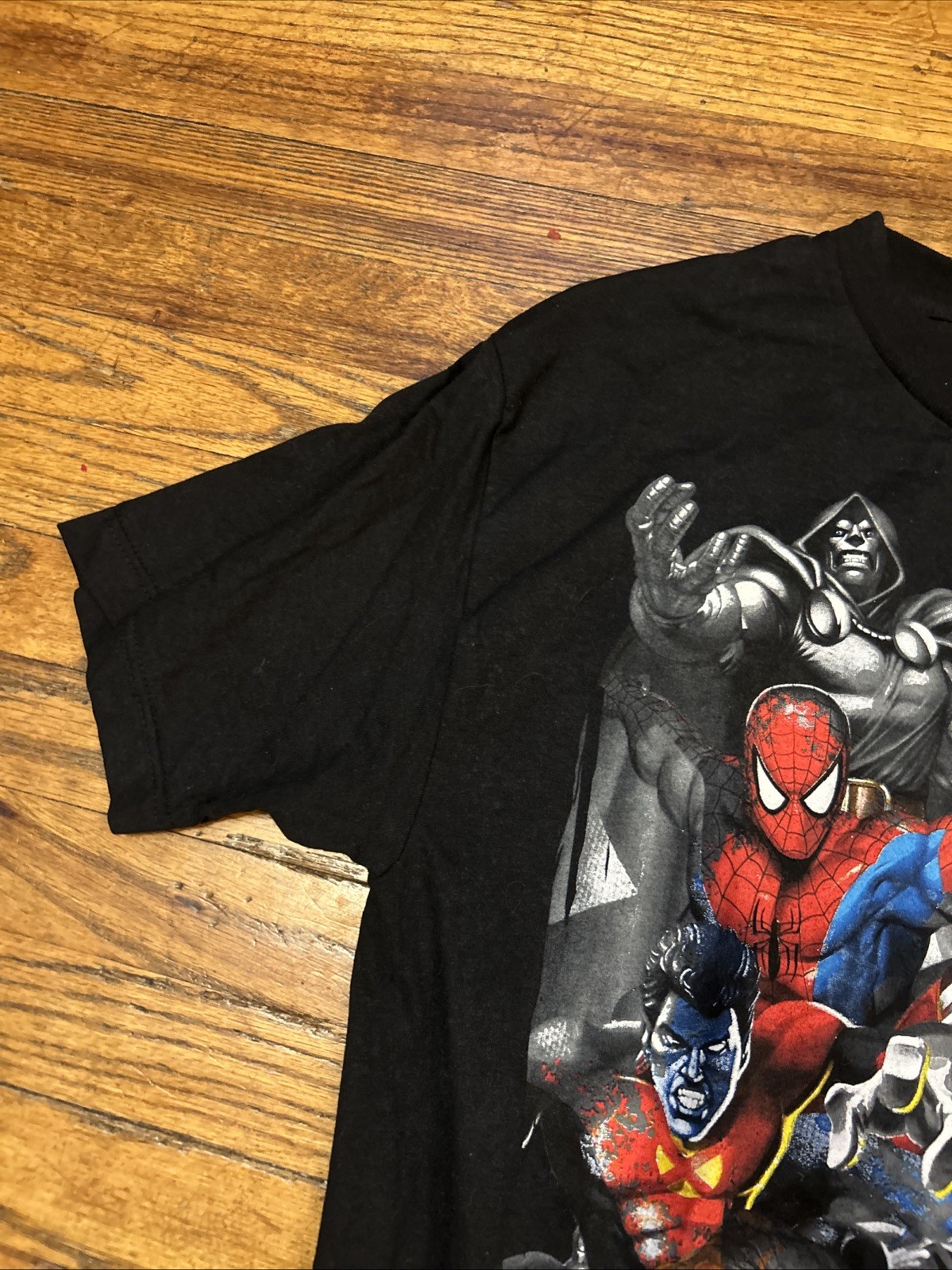 NWT Vtg Marvel 2007 Mad Engine Mens Largw Civil War All Over Print Black Tshirt