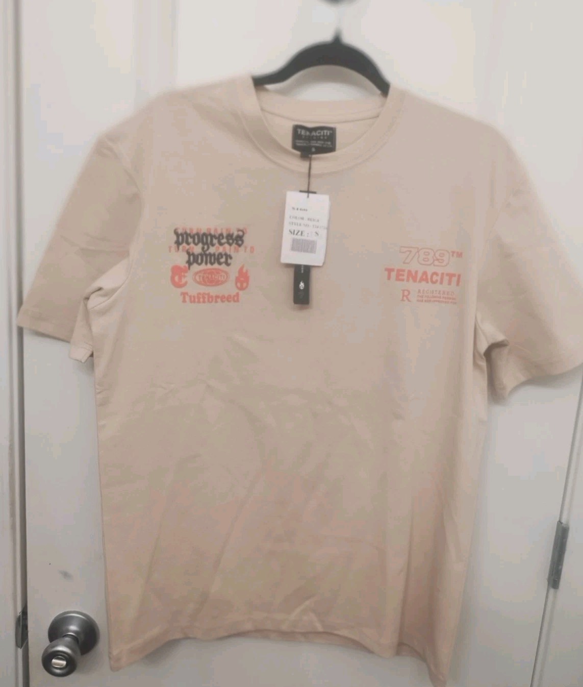 NWT Tenaciti Brand Mens Designer Streetwear T-Shirt Size Small Progress is Power