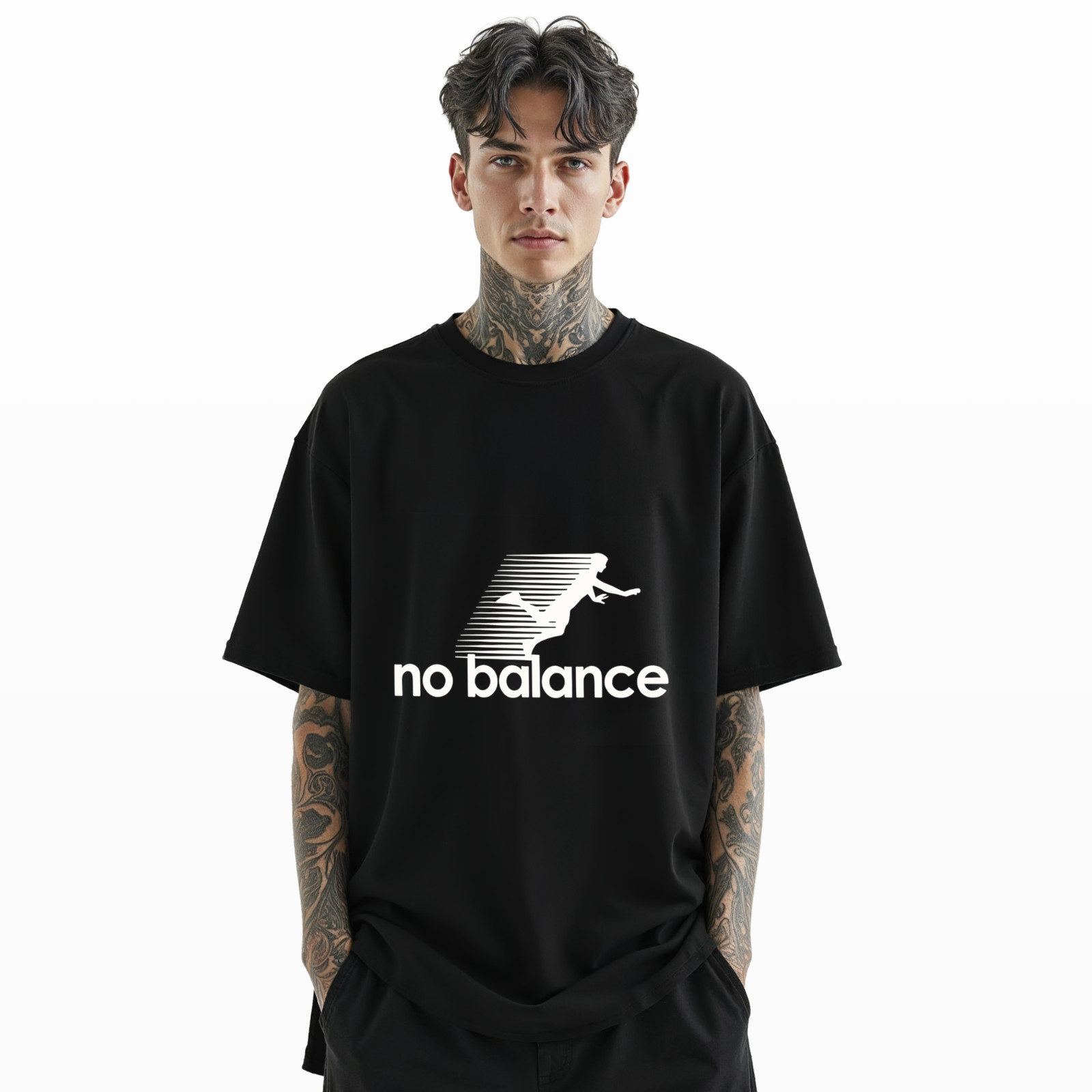 No Balance Funny T-Shirt – Parody Graphic Tee with Falling Silhouette A326