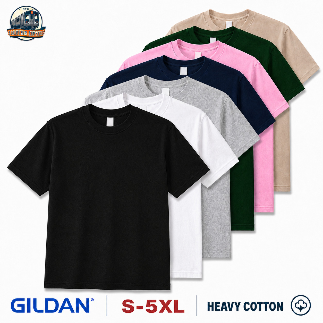 Gildan Heavy Cotton 5000 T-Shirt 3 & 5 Pack Men’s Blank Crew Neck Tee S-5XL