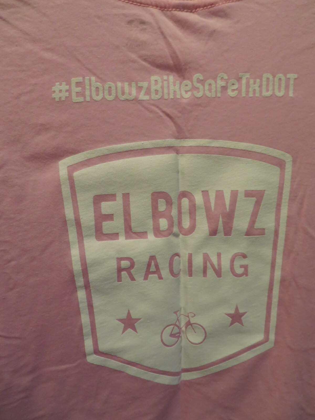 ELBOWZ Racing Cycling Team Short Sleeve T-Shirt Men’s XL Pink 50/50 Made USA