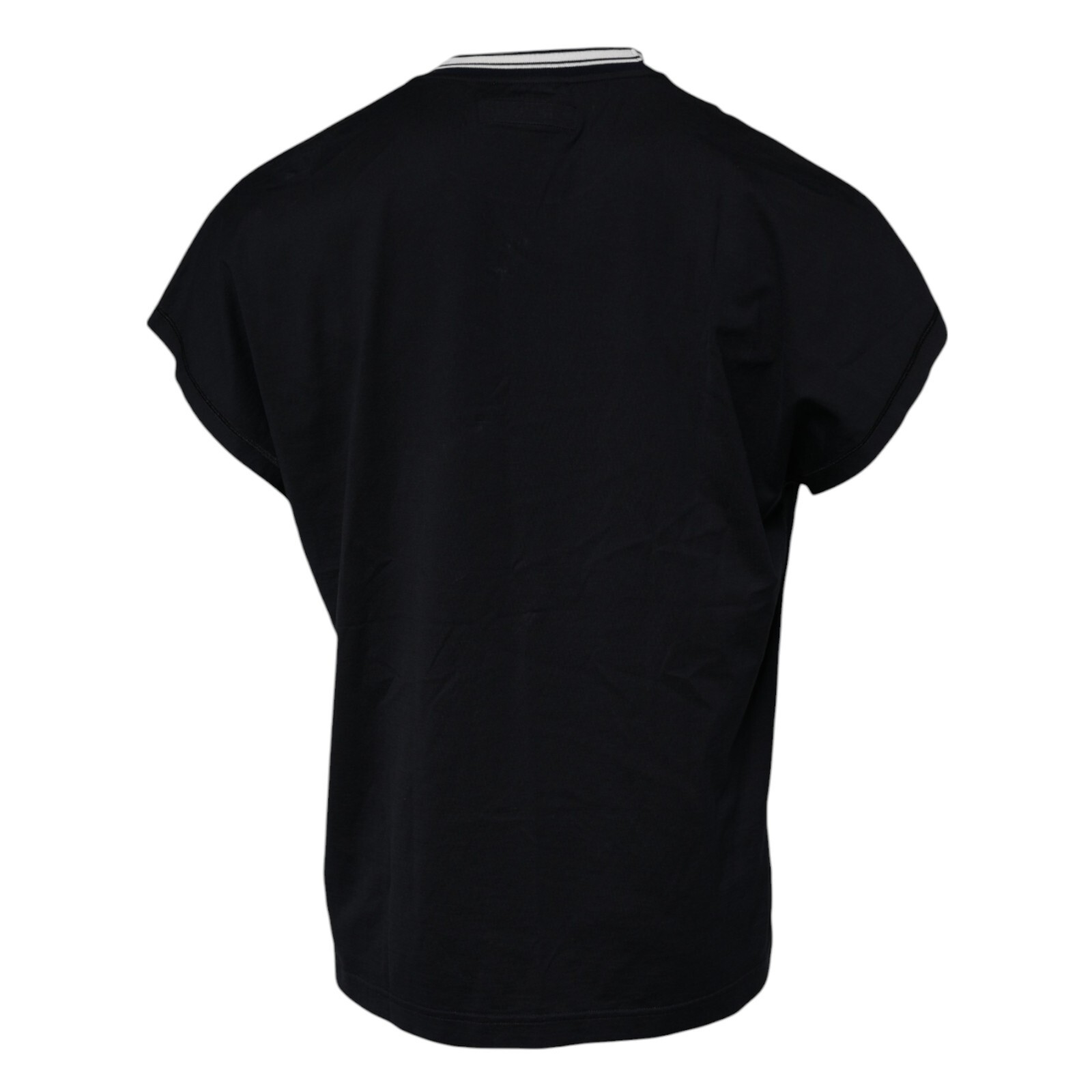 DOLCE & GABBANA T-shirt Dark Blue Logo Crown Cotton Crew Neck IT48/US38/M 370usd