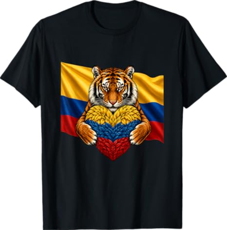 Colombia Flag Tiger Heart Colombian Pride Patriotic Heritage T-Shirt