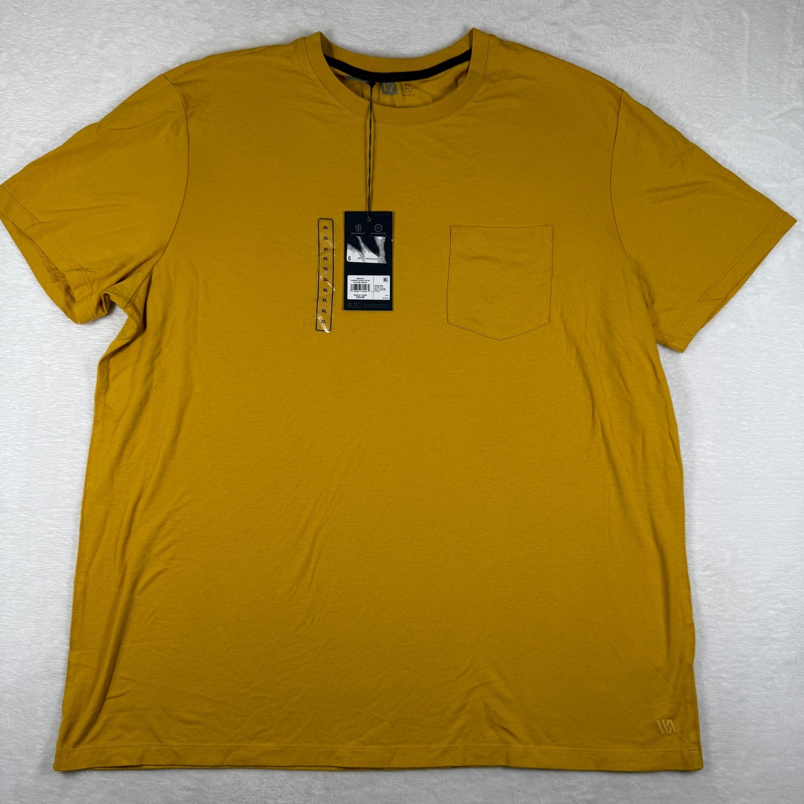 VRST Mens Essential Pocket Tee Yellow Sunset XL Cotton Modal Stretch MAX241116GW