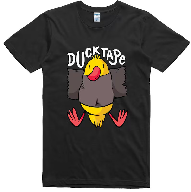 Funny T Shirt Duck Tape Print Regular Fit 100% Cotton Tee