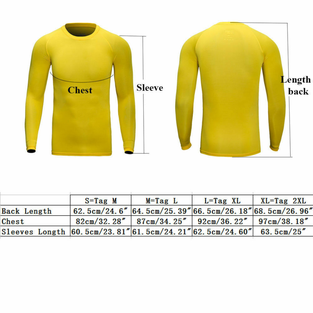 Men’s Sports Compression T Shirt Tight Fitness Gym Moisture Wicking Long Shirts