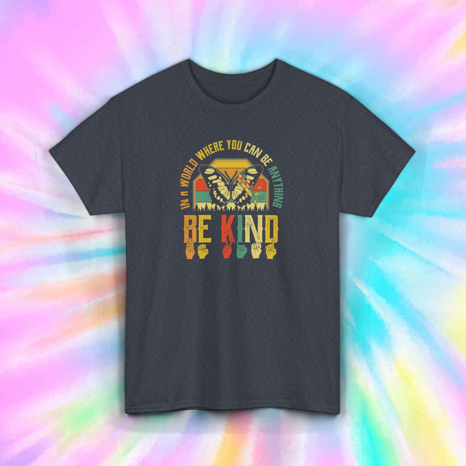 Be Kind Butterfly T-Shirt Inspirational Equality Unity Positive Tee S-5XL