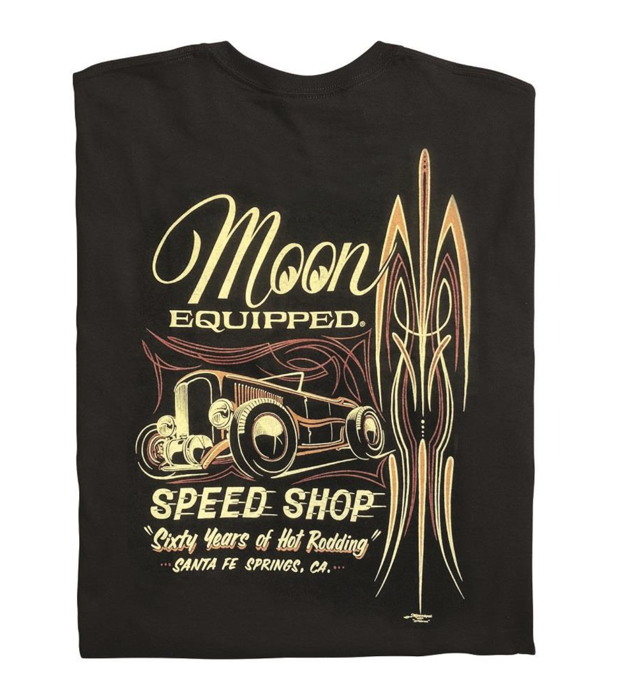 Men’s Mooneyes Moon Hot Rod Speed Shop Black Hot Rod T-Shirt Cotton MQT075BK