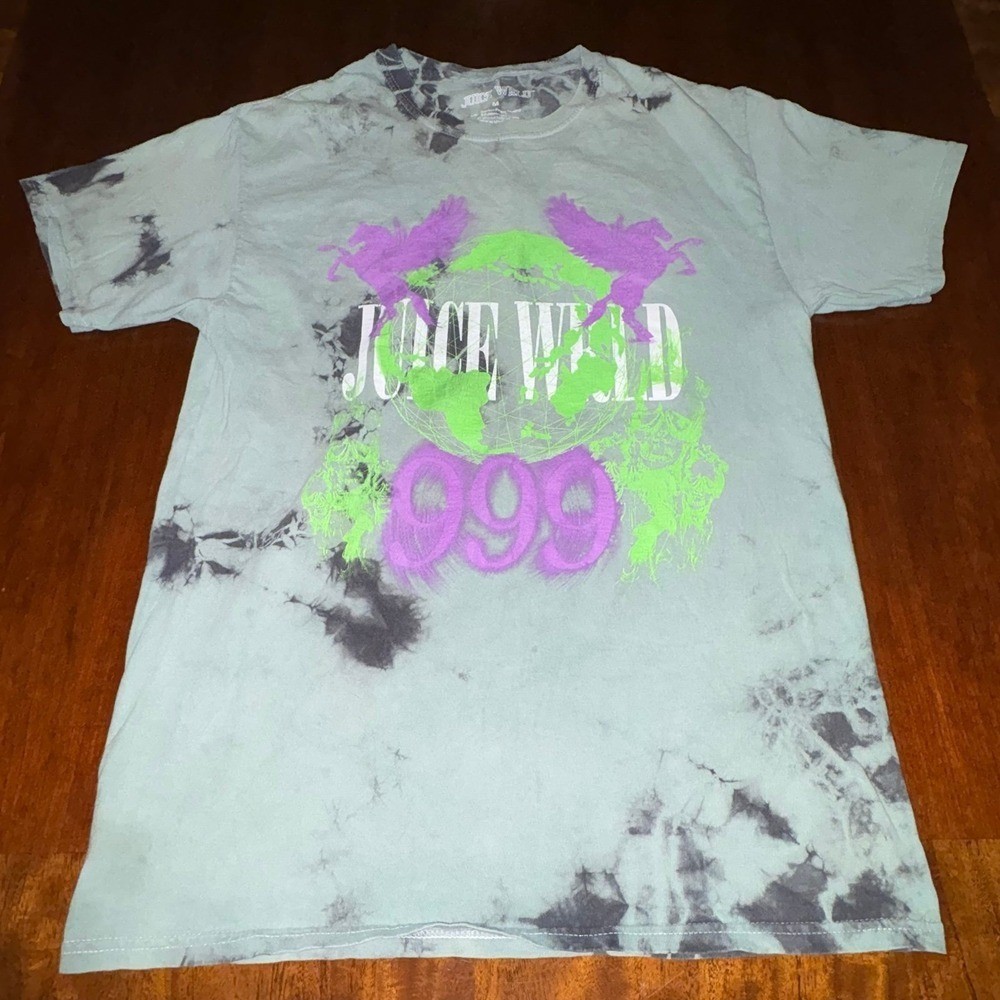 Juice WRLD 999 Tie Dye Graphic Tee Green Purple Hip Hop Rap Shirt