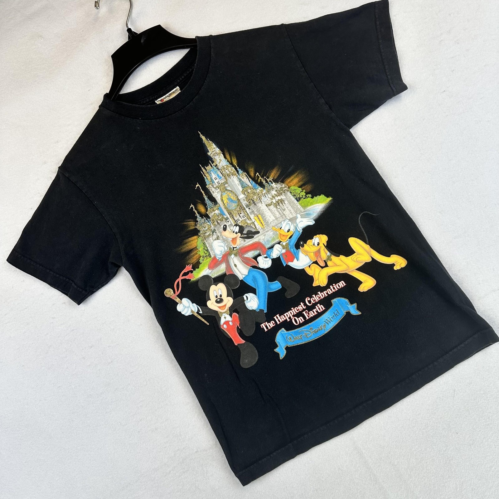 Vintage Disney Shirt Mens Small Walt Disney World Happiest Celebration Black 00s