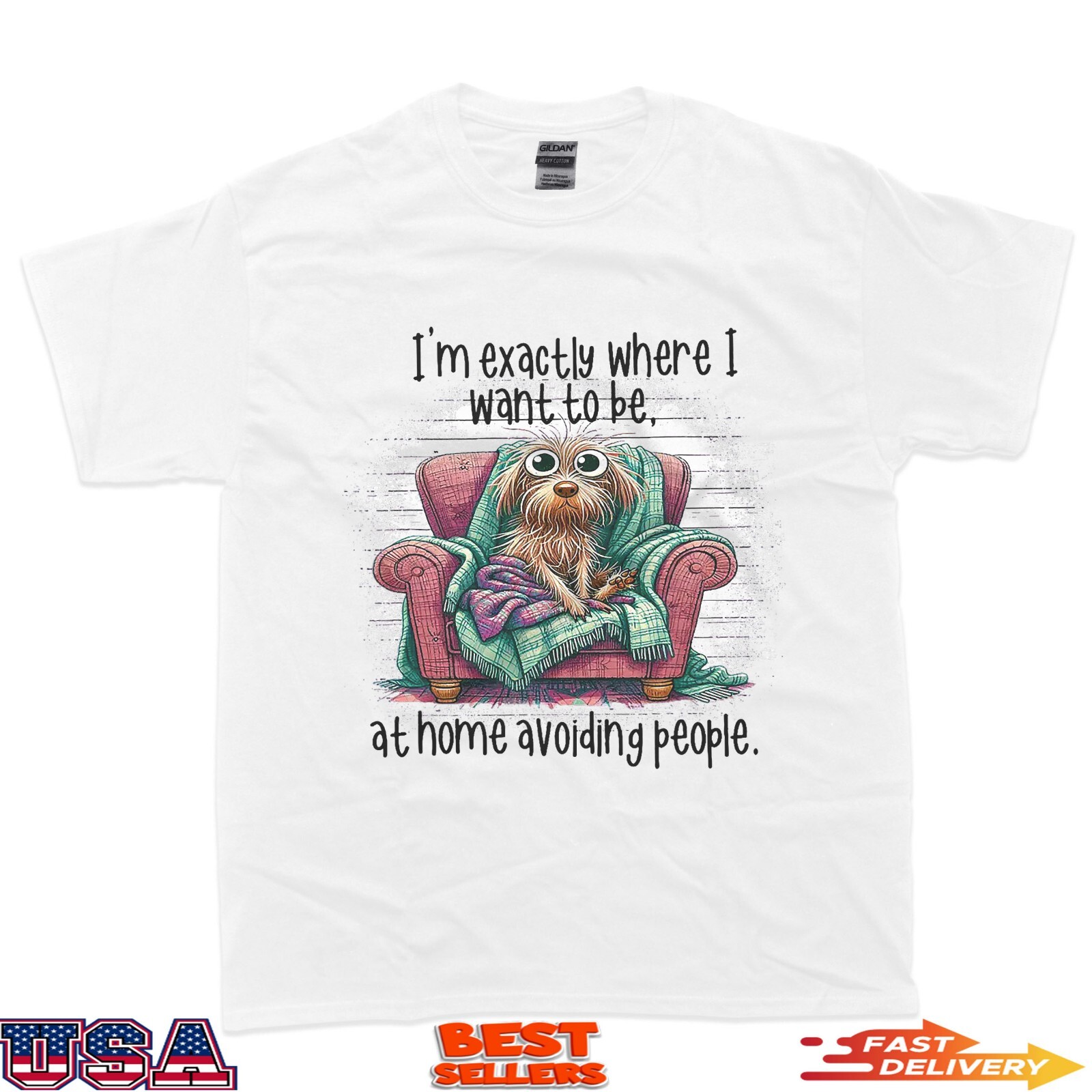 Dog I’m Exactly Where I Want To Be At Home Avoiding People T-Shirt