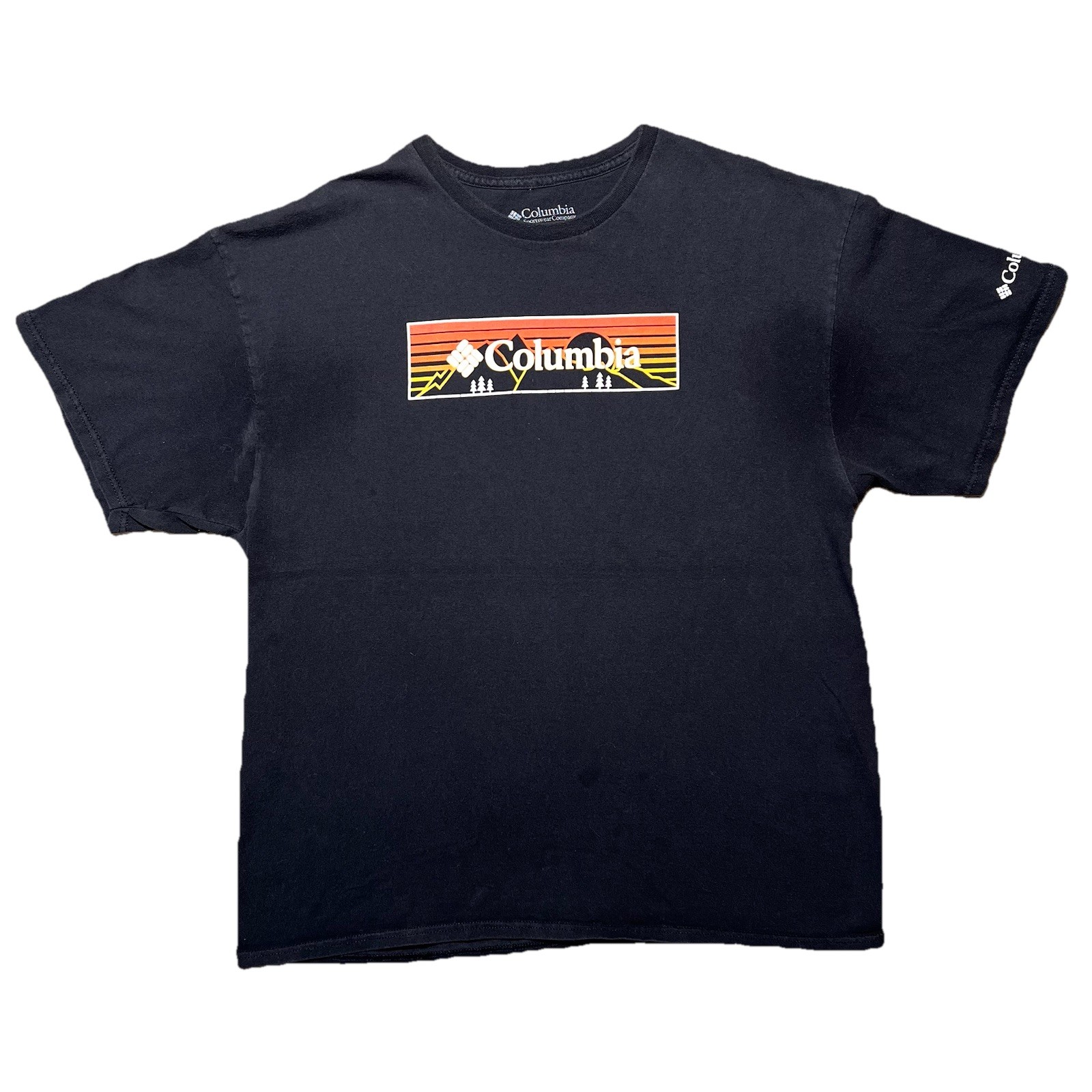 Columbia Sportswear Sunset Box Logo T Shirt Mens XL Black Outdoor Hiking Tee