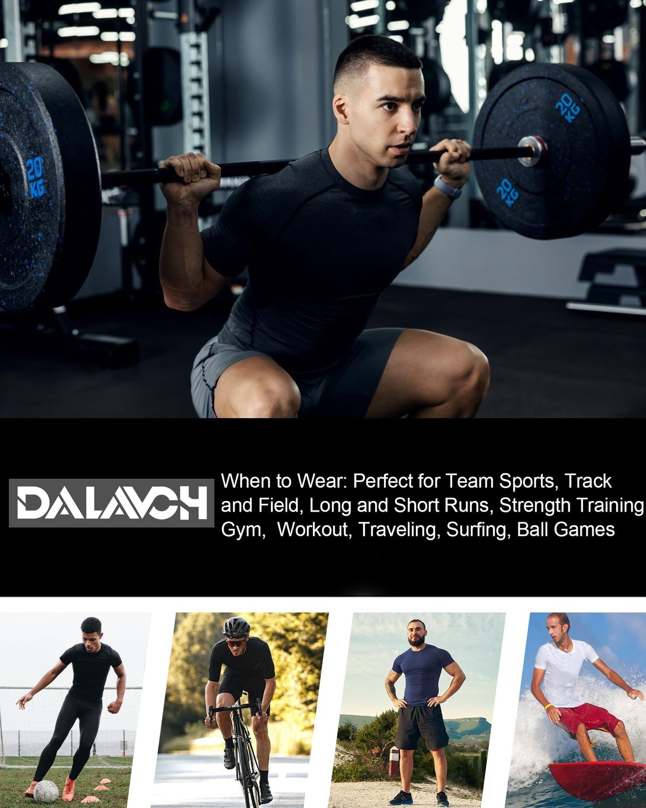 5 Pack Men’s Compression Shirts Short Sleeve Cool Dry Sports Athletic Workout…
