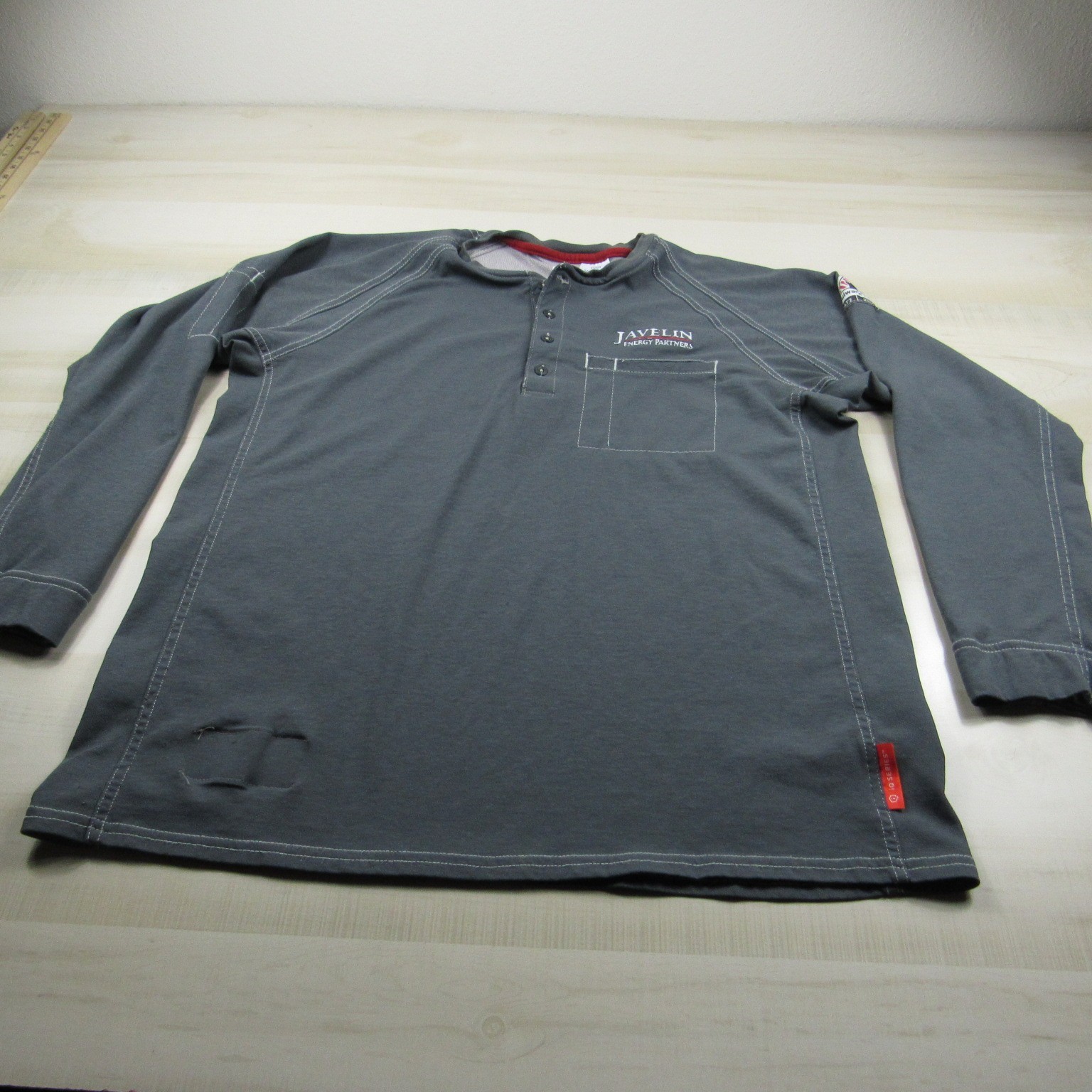 Bulwark Shirt Mens Large Gray Henley FR Fire Resistant IQ Westex Pocket Cat 2