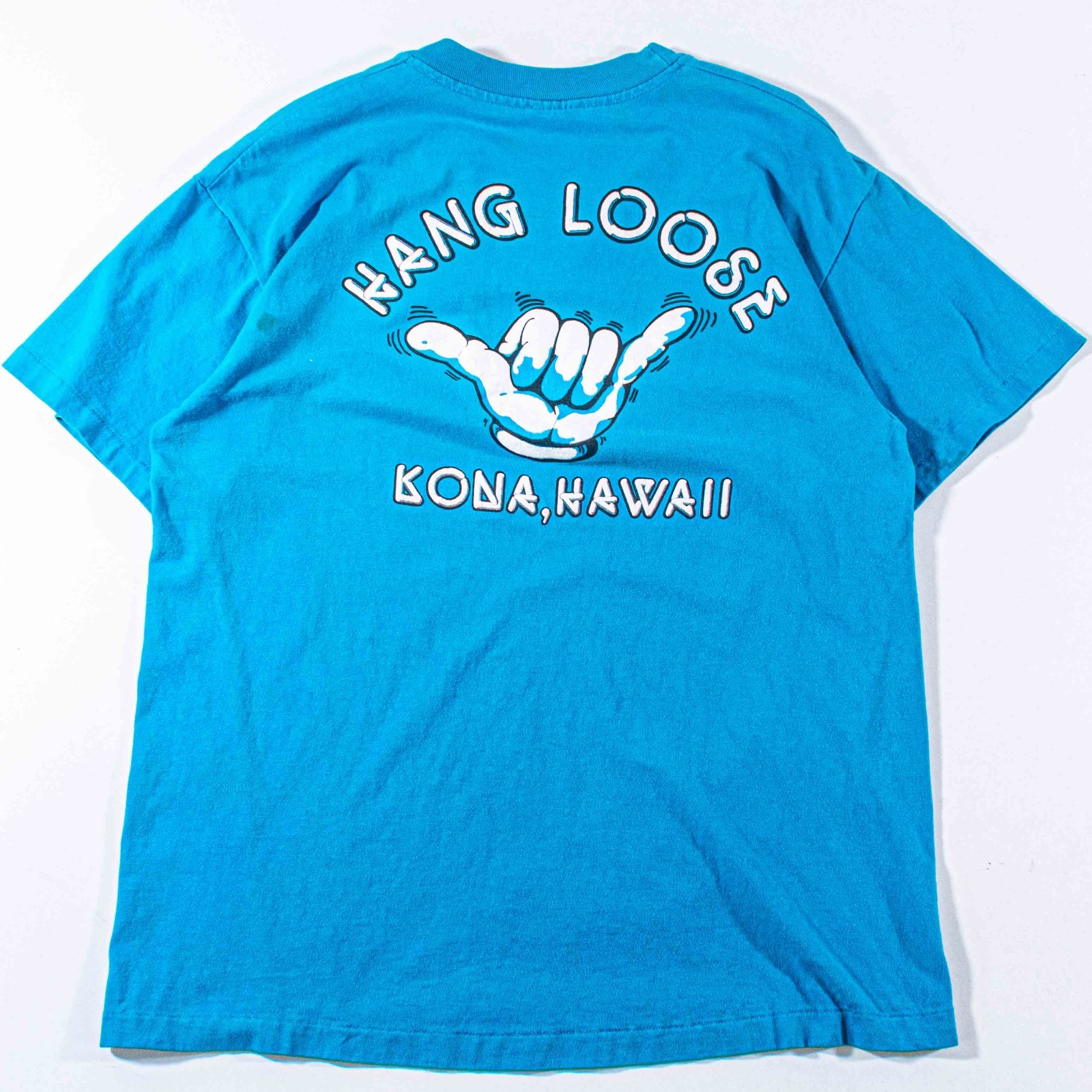 Vintage Kona Hawaii T-Shirt L Sun Faded Shaka Hand Hang Loose Hanes Heavyweight