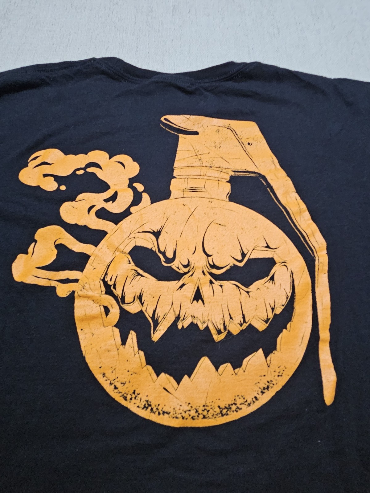 Grunt Style Halloween Pumpkin Grenade Tee Small Black USA Flag Skull Graphic GS