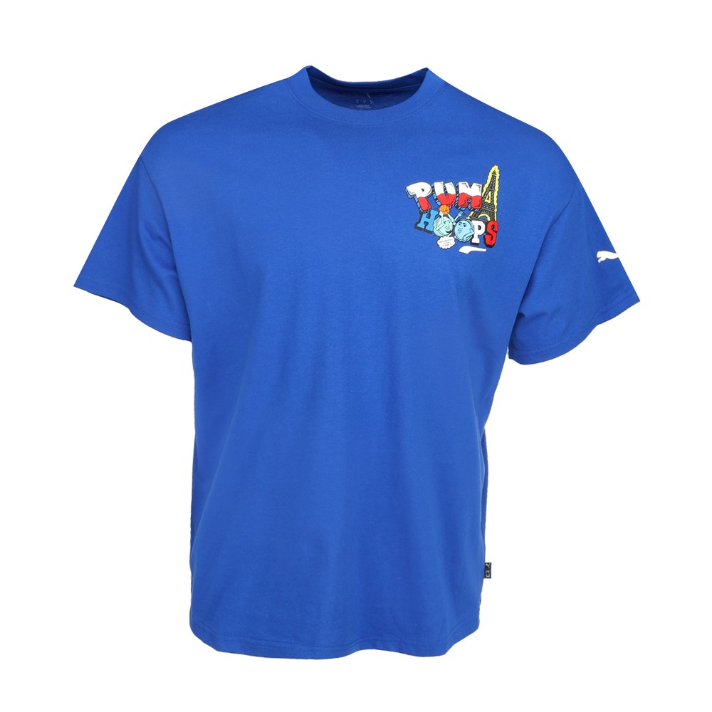 PUMA Paris Pastry Graphic Crew Neck Short Sleeve T-Shirt Mens Blue Casual Tops 6
