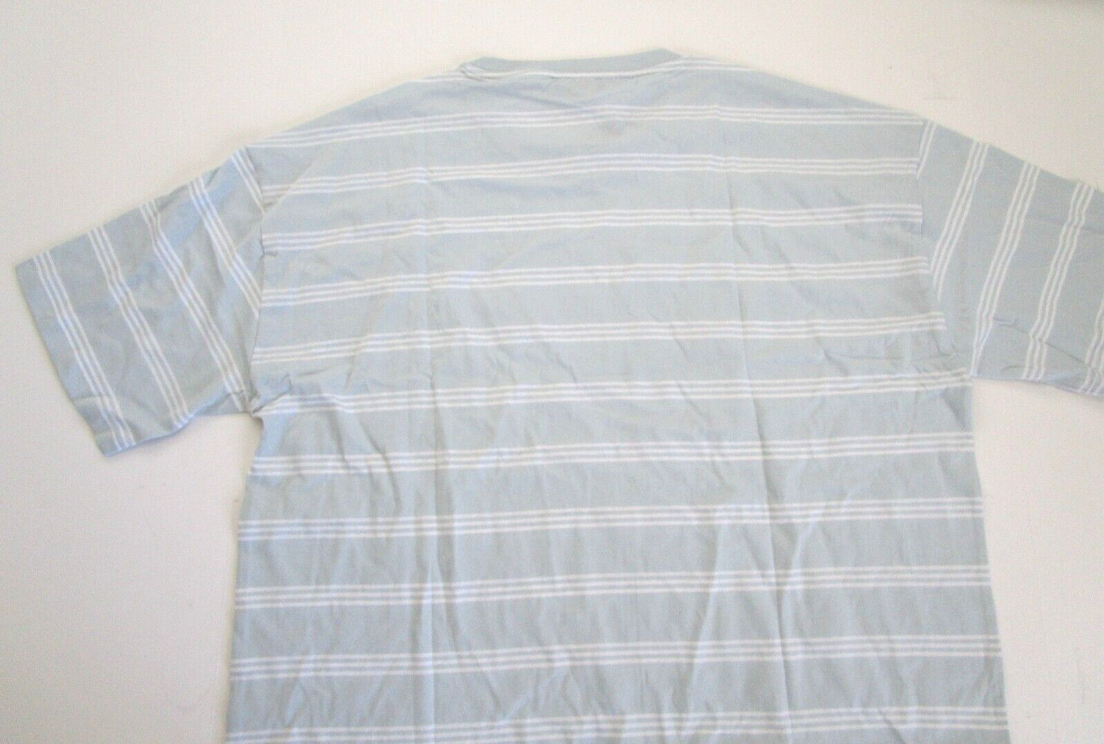 New Look Men’s Oversized Medium T-Shirt Blue/White Stripe 100% Organic Cotton