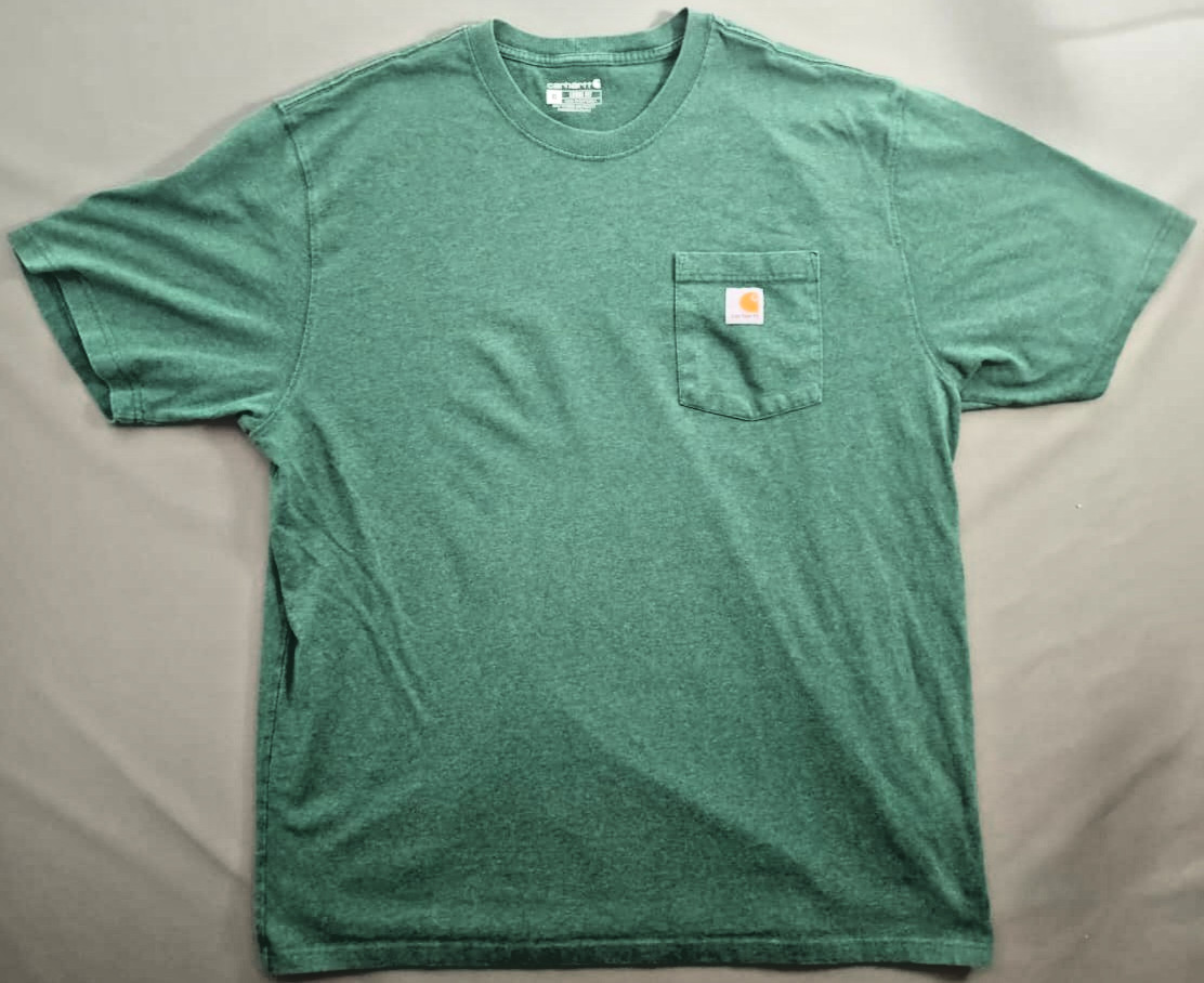 Carhartt K87 Pocket T Shirt Mens XL Green Heather Loose Fit Workwear Logo