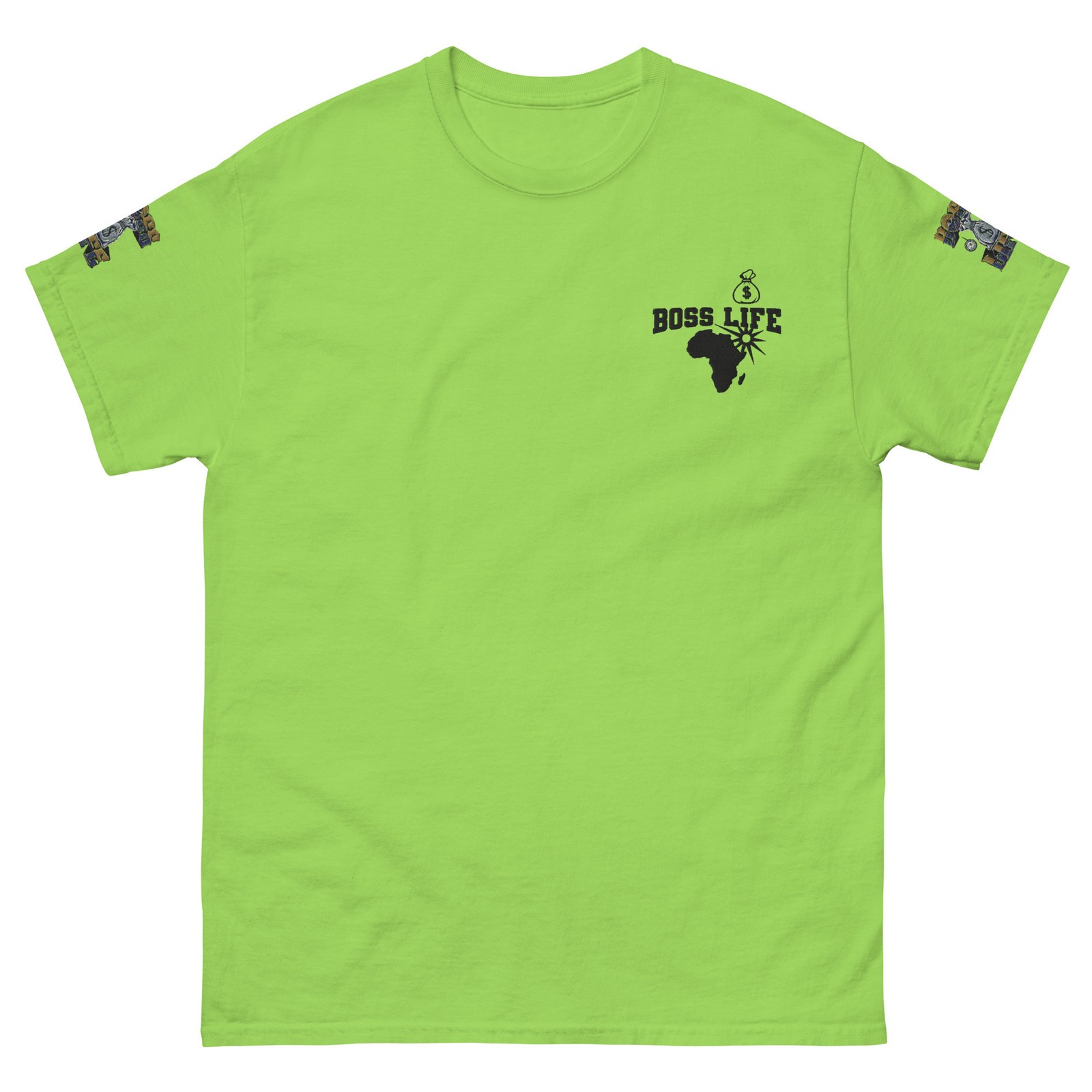 Boss Life african money back signature embroisery sleeve Unisex classic tee