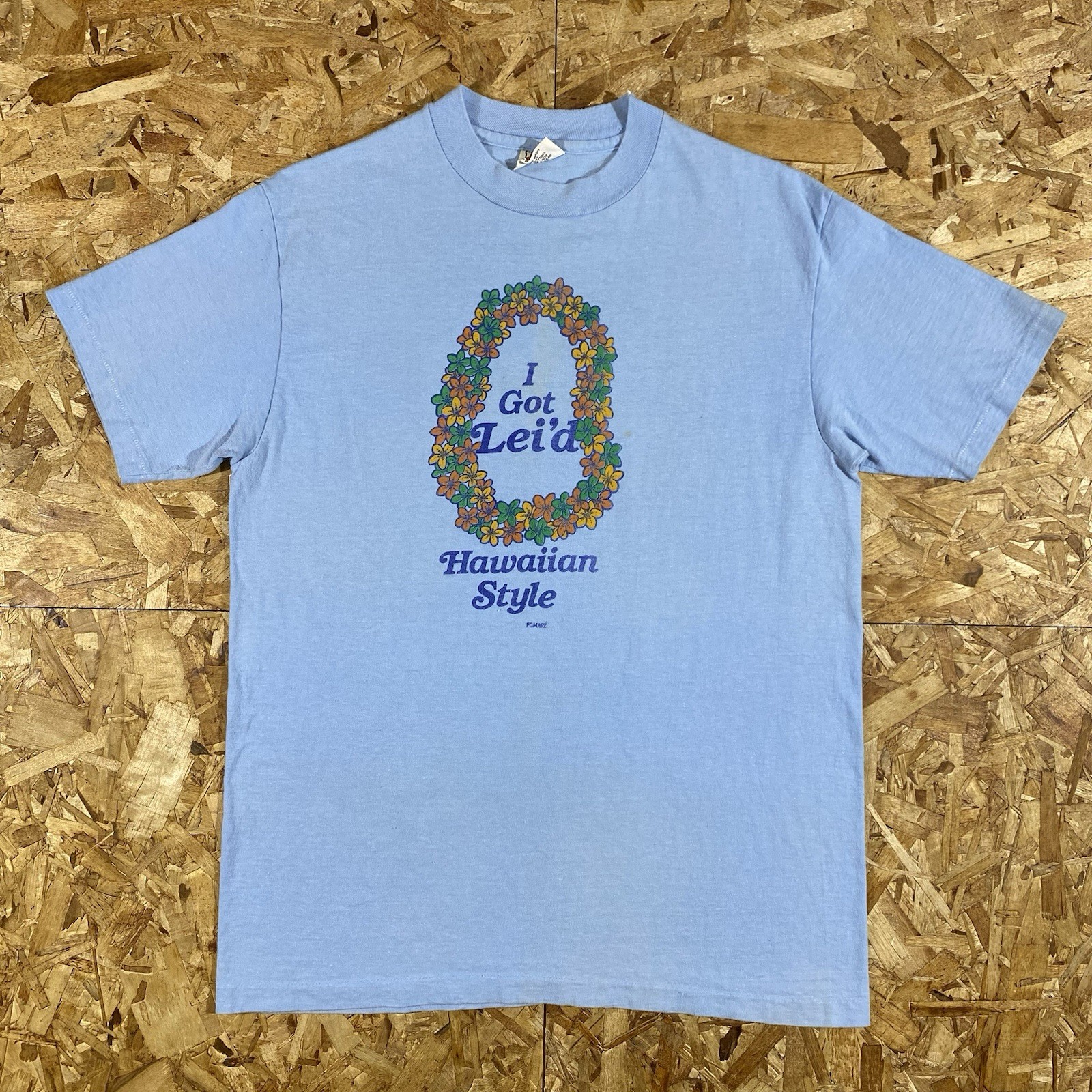 Vintage 70s Hanes Beefy I Got Lei’d Hawaiian Style Blue Single Stitch Shirt SZ L