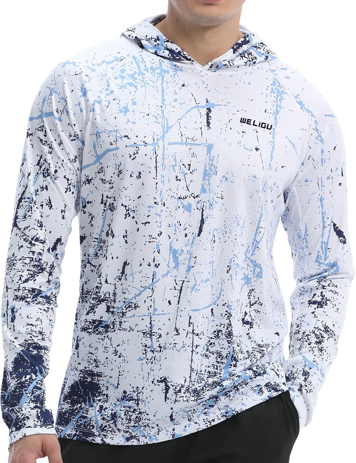 Men’s UPF 50+ Sun Hoodie Long Sleeve Fishing Shirt Lightweight Quick Dry