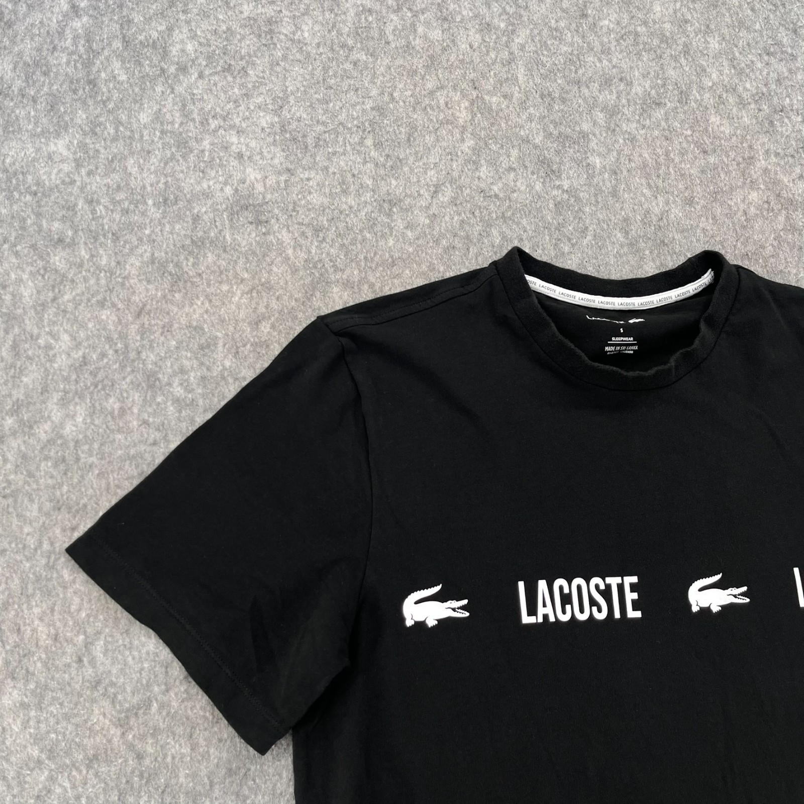 Lacoste Mens Logo T Shirt Black Graphic Size S