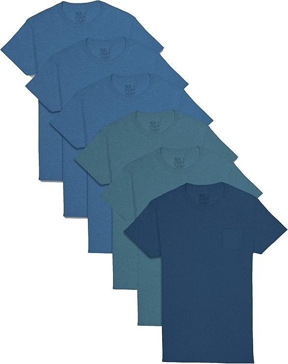 Mens 8-Pack Assorted Pocket Crew T Shirts by Fruit of the Loom Comfortable…