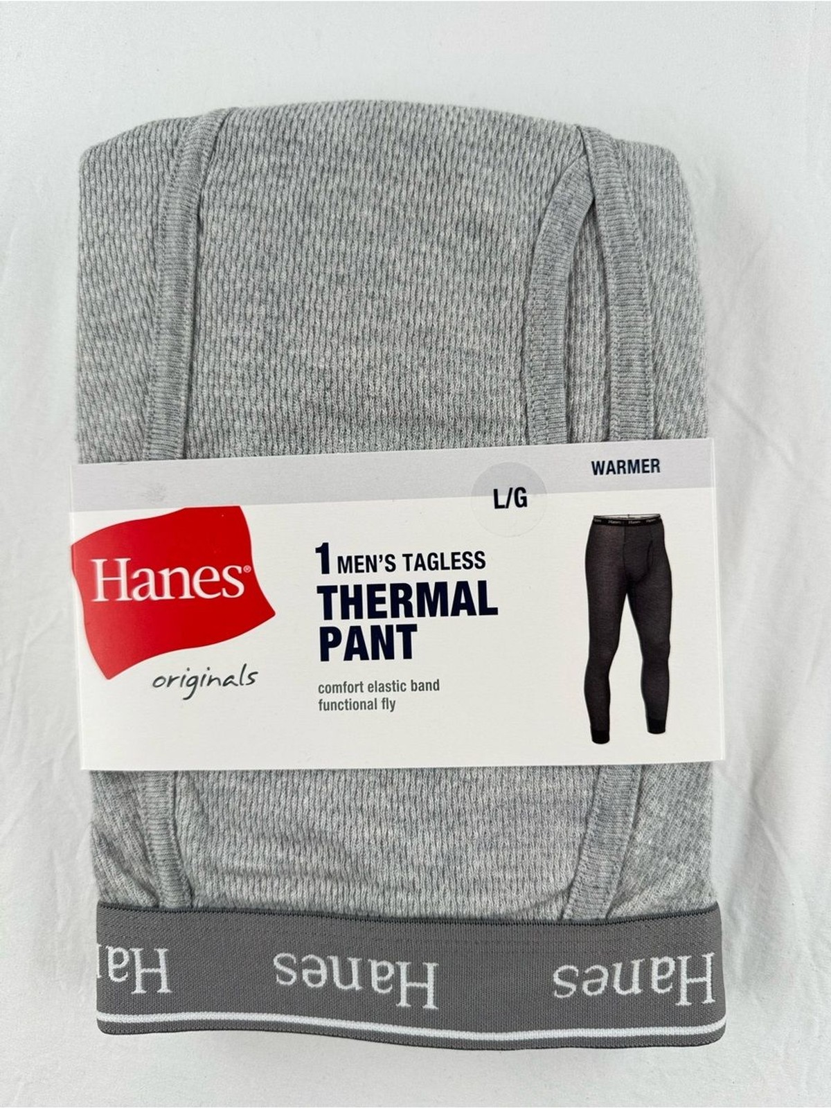 Hanes Men’s Tagless Pull On Elastic Waist Gray Thermal Pant