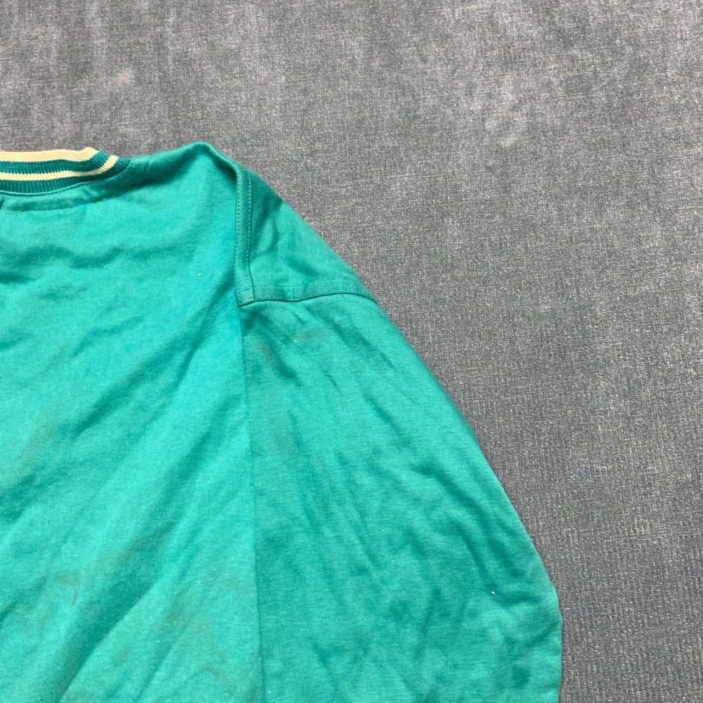 Vintage Rush Fashion Shirt Men Small Green Cotton Ribbed Collar Embroidered Logo