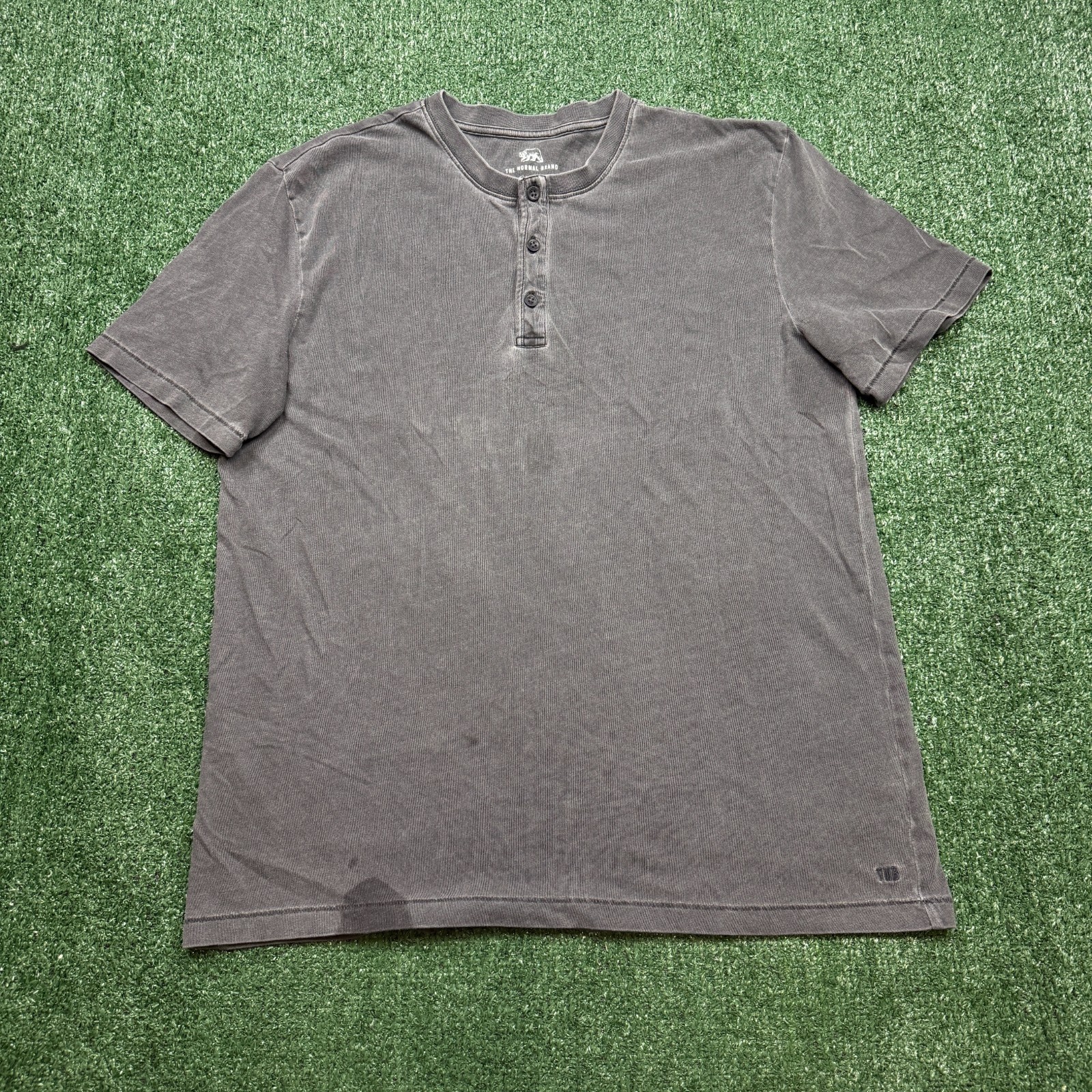 The Normal Brand T Shirt Mens Size L Gray Black Henley Short Sleeve Preowned