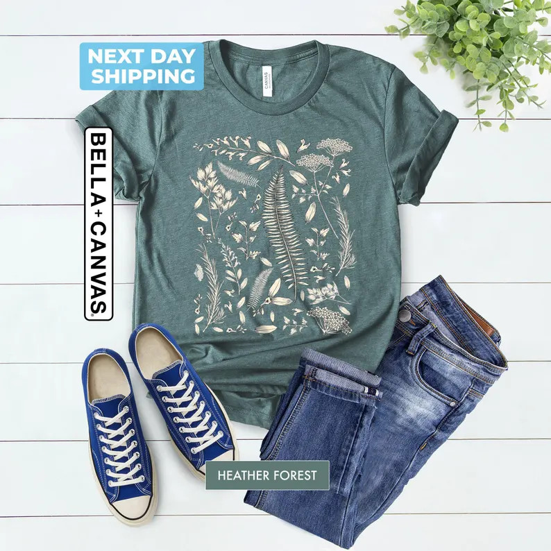 Botanical Vintage Flower Comfort Tee Shirt Nature Floral Soft Gift