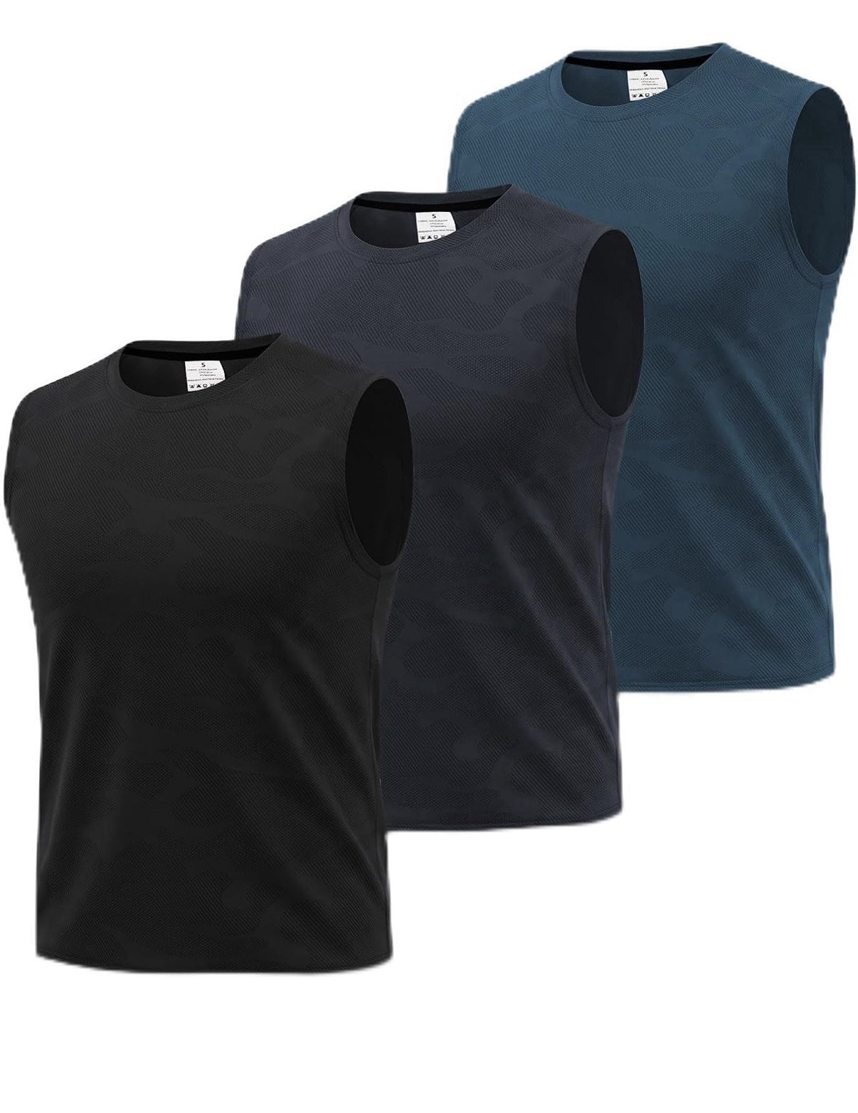 3 Pack Men Quick Dry Sleeveless Muscle Shirts Gym Summer Fitness Workout Running