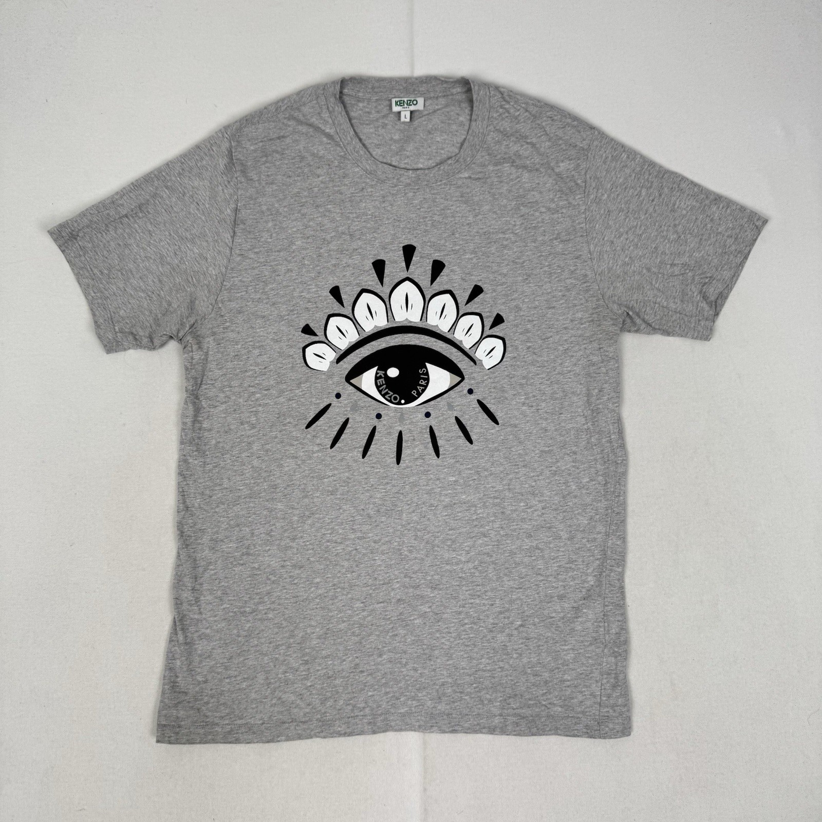 Kenzo Eye Print T-Shirt Grey White Tiger Designer Size Large
